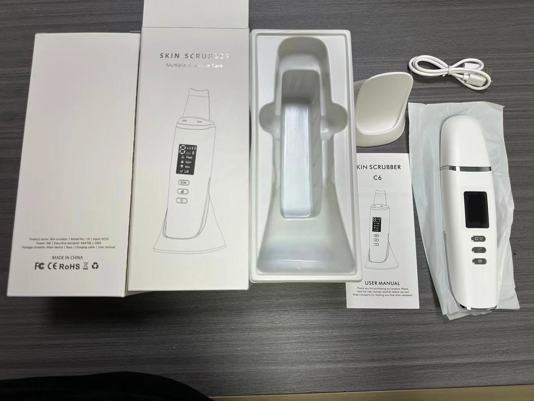 Sérum de nettoyage en profondeur ultrasonique 5 en 1, Design élégant et personnalisé, épurateur de peau par Infusion, exfoliant avec station d'accueil