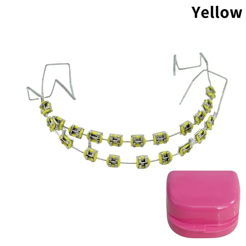 

Красочные временные украшения для зубов с коробкой, стоматологические украшения, ортодонтические лигатуры, завязки, поддельные брекеты с металлическими проводами