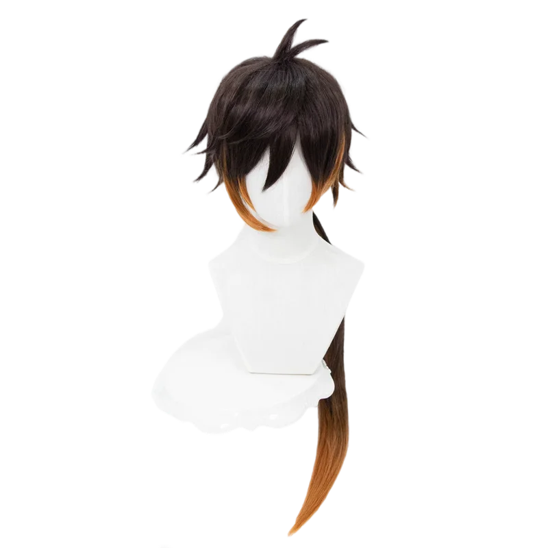 ND Zhongli Parrucchino Parrucche Cosplay Genshin Impact Parrucche per capelli Cosplay per Comic Con Coser Costume a tema Gioco Festa Resistente al calore