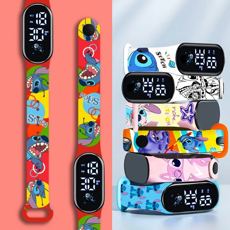 Montres Disney Stitch pour enfants, montre de sport étanche pour filles, écran tactile pour femmes, horloge numérique, bracelet étanche, cadeaux