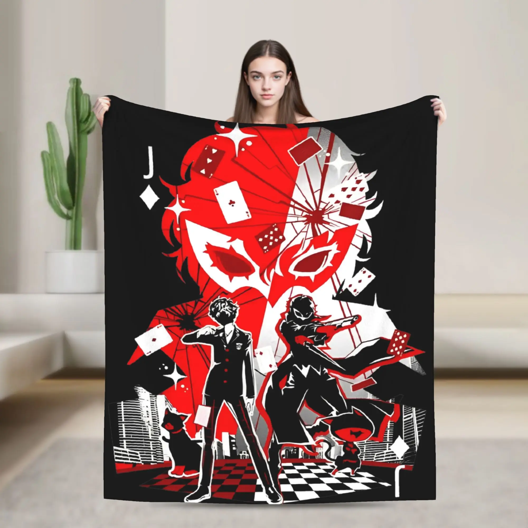 persona The Trickster Flannel Blanket  Awesome Throw Blanket for Bed Sofa Couch 150*125cm Quilt