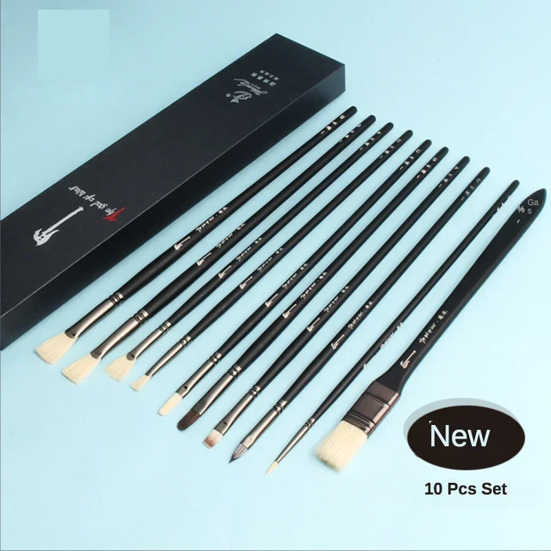 10 Pcs Set Gouache Paint Brush for Art Students Special Watercolor Pen Acrylic Brush Row Brush Acrylic Oil Paint Pen for Artists