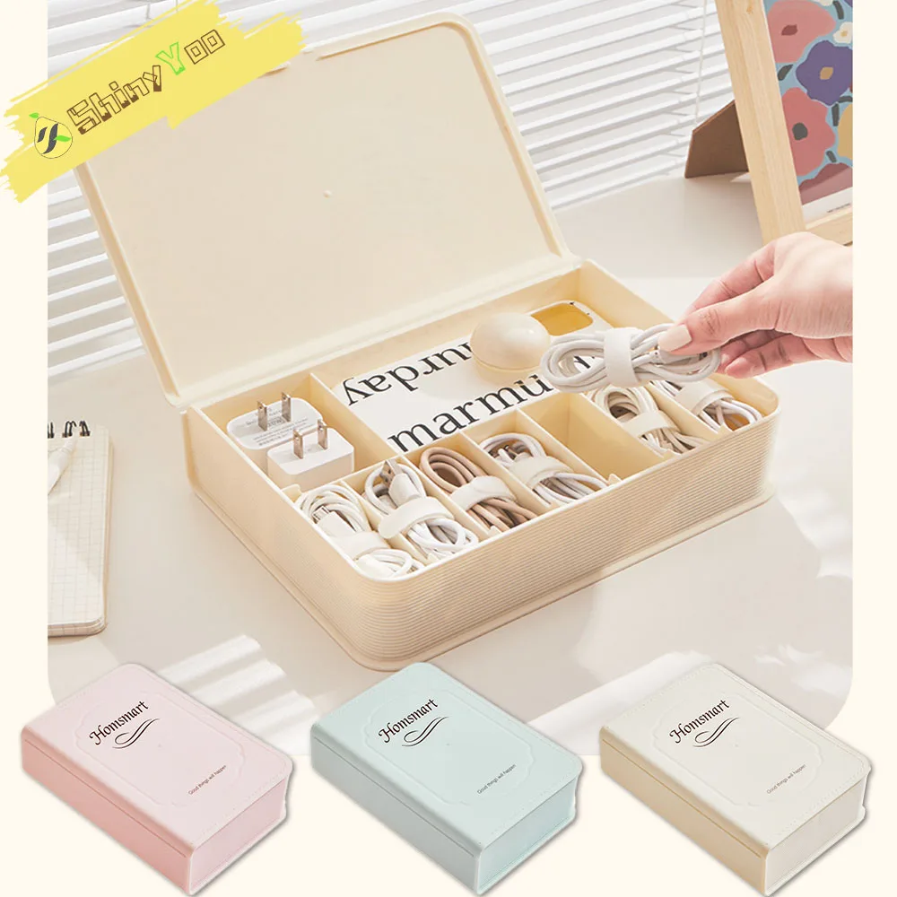 

Cord Storage Organizer Clear Classification Cable Organizer Box,10 Cable Ties Multiple Scenes Desktop Cord Cable Management Box