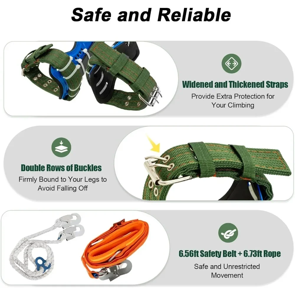 Tree Climbing Equipment Set Crampons Climbing Harness Safety Belt Tree Climbing Tool Tree Climbing Spike Set 100 kg