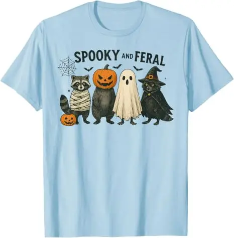 Gruseliges und wildes Halloween-Hexen-Waschbär-Geister-Mumien-Kostüm T-Shirt Y2k Trick or Treat Vintage Boo Hexen-Kürbis-Grafik-Bekleidung – Detail 21