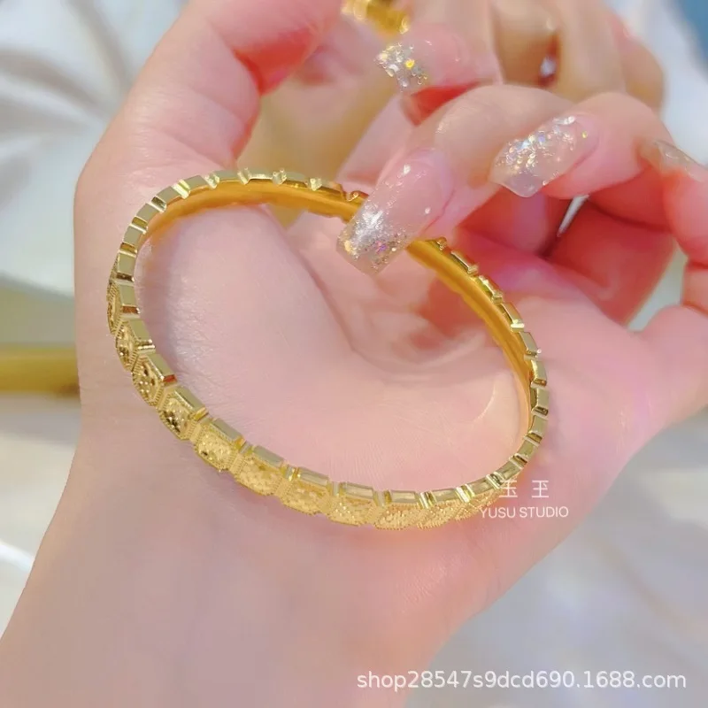 Gold Shop 9999 24K real gold ancient bracelet CNC boutique square dragon scale bracelet light luxury high-end feeling