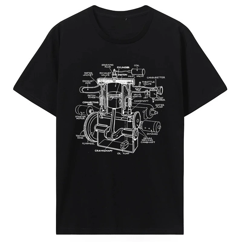 2026 Mechanics Car Engine Pieces Cars Lovers Muscle Cars T-Shirt Men's Fashion  Carguy Graphic Tee Tops Husband Daddy Gifts