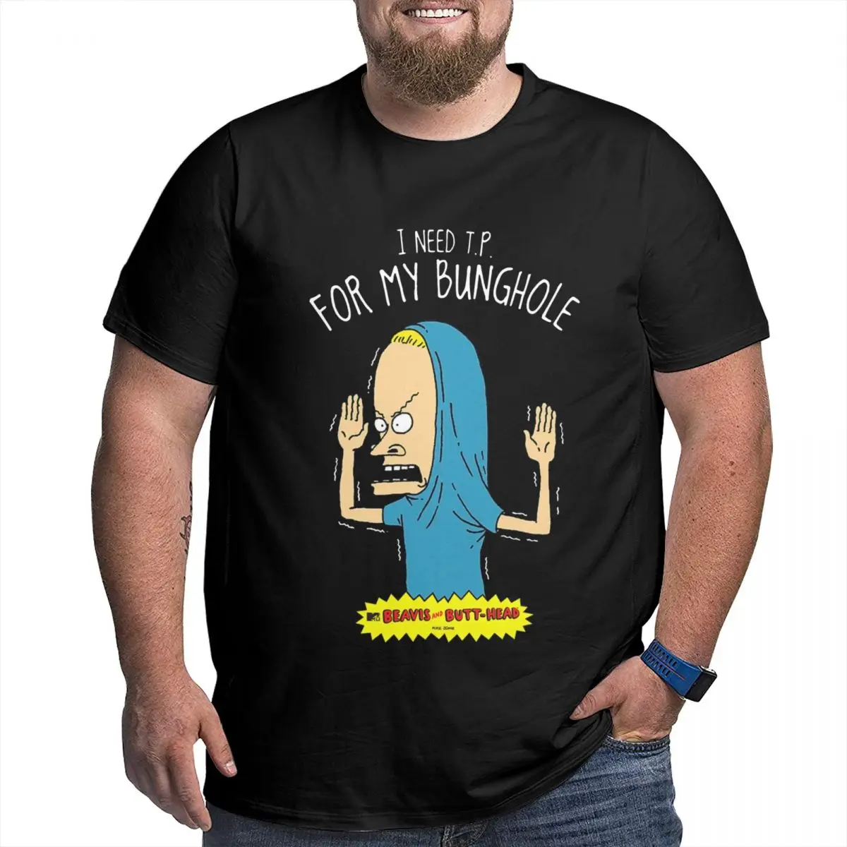 Men Beavis And Butthead I Need T.P T Shirt Streetwear Oversized Cotton Custom Sleeve T Shirts image 5