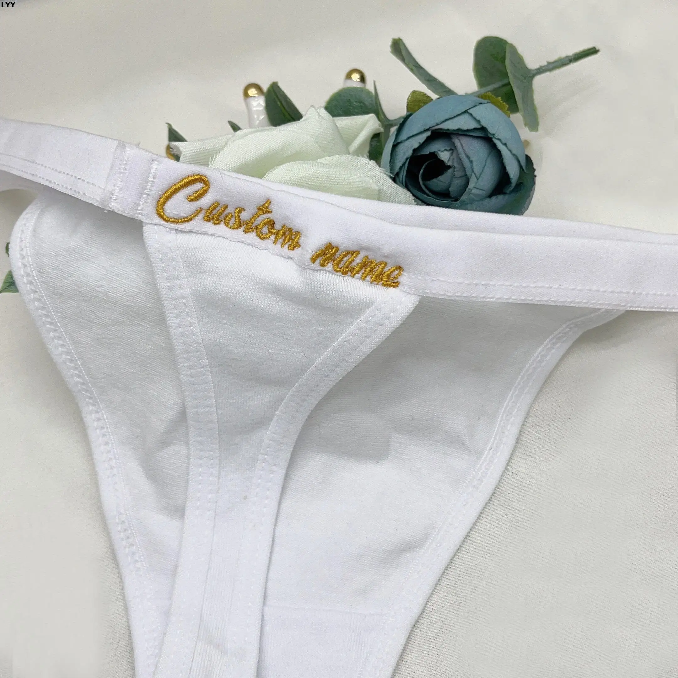 Embroidery Sexy Women Custom Letters Thong Boyfriend Name Jewelry Personalized G-String Side Tie Bikini Briefs Underwear Gift