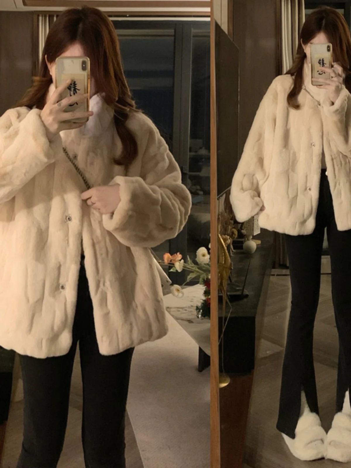 

Мужская утепленная куртка из хлопка с имитацией меха кролика, зимняя повседневная верхняя одежда Cleanfit с длинными рукавами на пуговицах