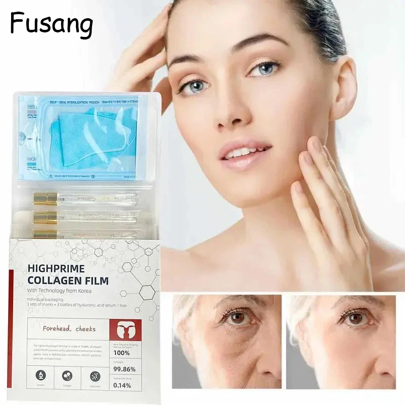 

Collagen Smooth Skin Women Face Serum Fade Fine Lines Essence Set Filling Sticker Soluble Masks Absorbable Forehead Mask Serum