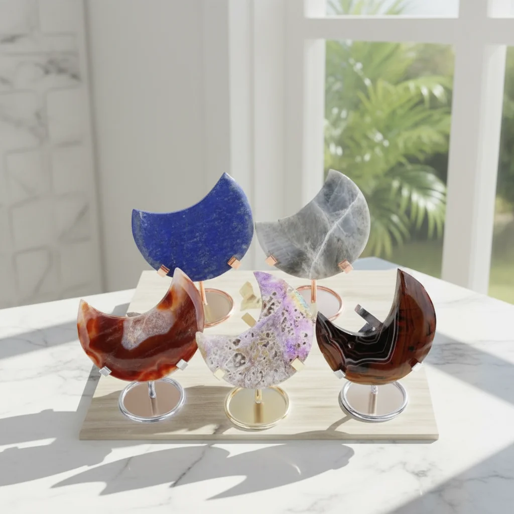 natural hand-carved high-quality crystal moon handicrafts, suitable for home decoration, wedding occasions, healing the soul