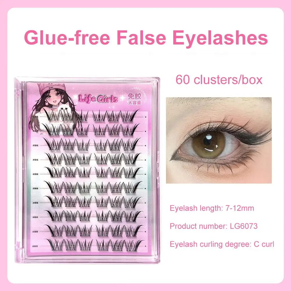 Clusters de cils sans colle, Extensions de cils à pointes, volants obliques, faux produits, maquillage de style renard W N9S7