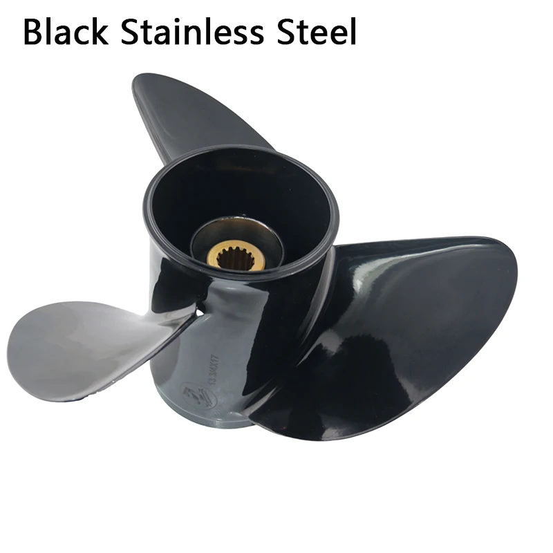 BoatMan Propeller For Yamaha Outboard Motor Black Stainless Steel 13 3/4x17 15 Tooth Spline Engine Part 6G5-45978-03-98