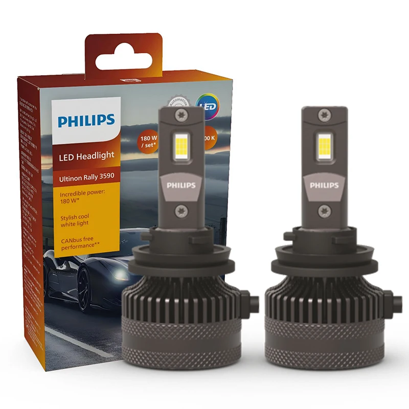 Philips LED 15000lm Ultinon Rally 3590 H4 H7 H8 H11 HB3 HB4 H19 HIR2 H1 Autokoplamp 6500K Wit Max. vermogen 180W 12V 4200K U359N
