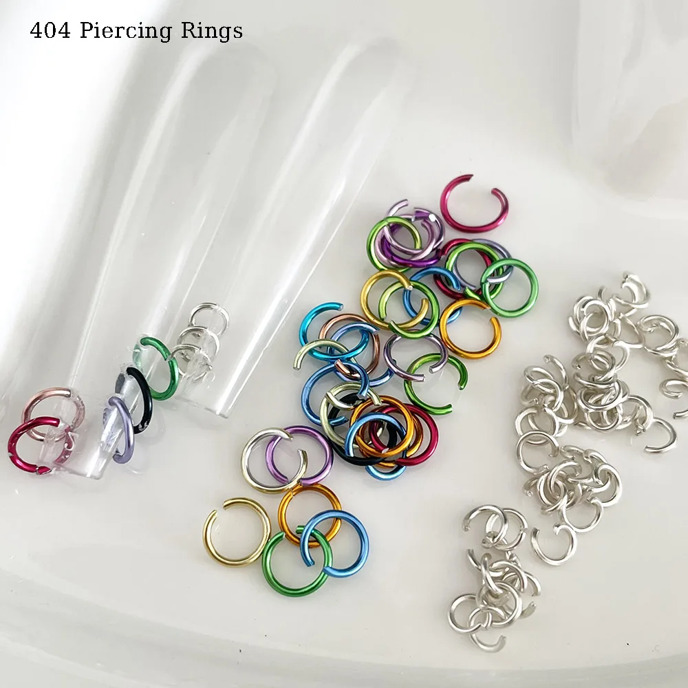 100 stks Colorpunk Nail Piercing Ringen S/L Diverse Mix Aangesloten Cirkel Metalen Bedels Cool Girl DIY Dangle Zilveren Loop Ring 404art