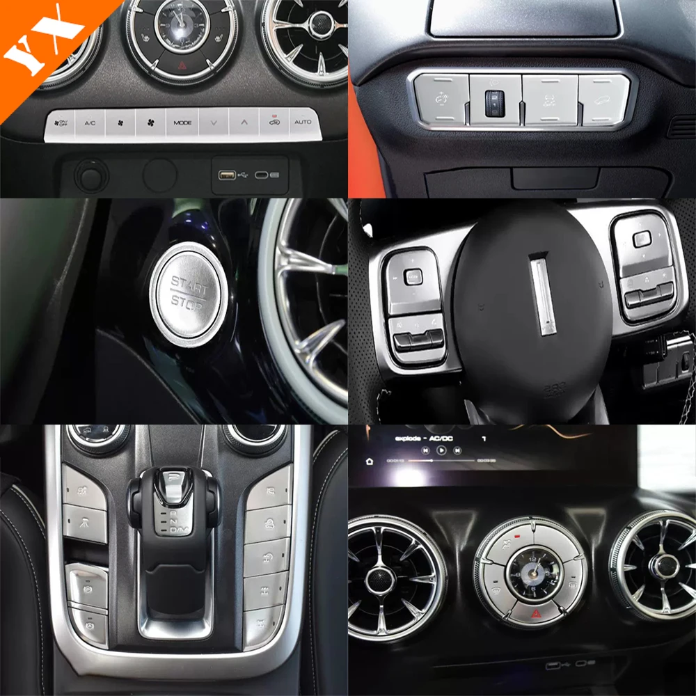 

For GWM Tank 300 accessories Tank 300 2025 Aluminum Silve Car Central Console Window Lift Switch Button Sticker Cover