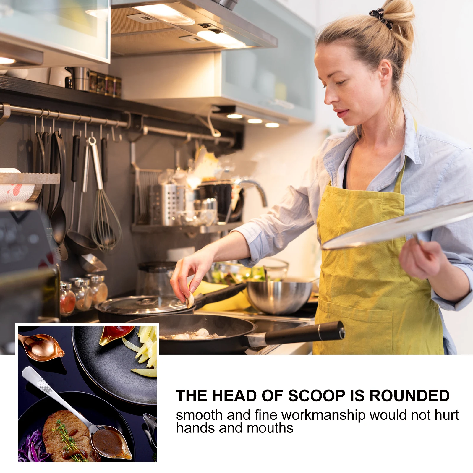 

2pcs Stainless Steel Seasoning Scoops Waterdrop Shaped Spice Sauce Spoon Heat Resistant Comfort Grip Kitchen Restaurant Tool For