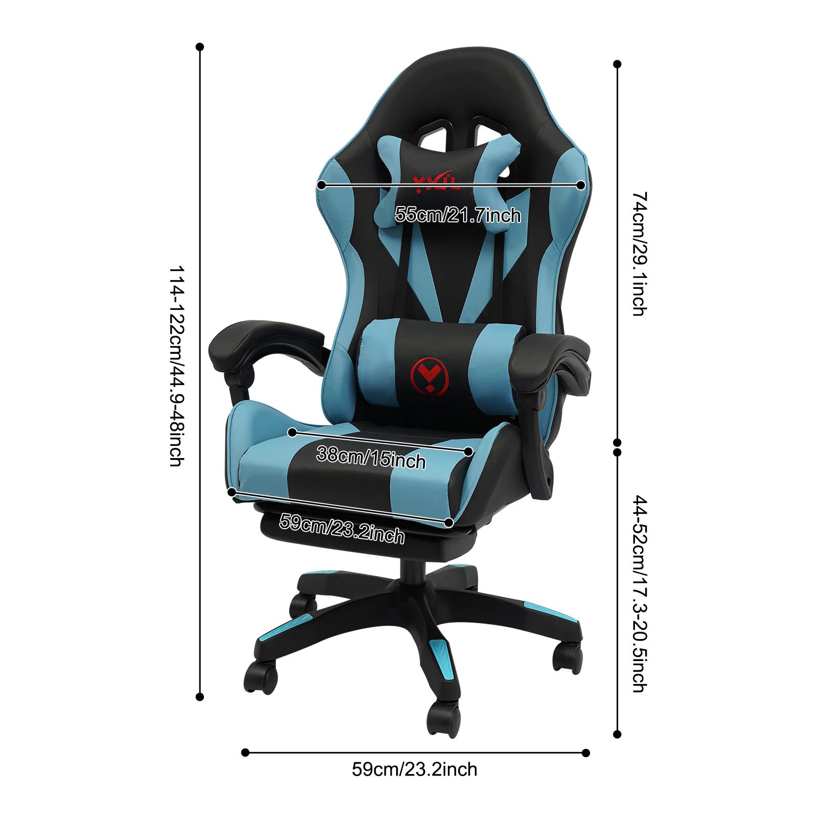 Ergonomic Racing Gaming Chair Adjustable Swivel PU Leather with Headrest, Lumbar, Built-In Bluetooth Speakers, For Office Living Room view 3