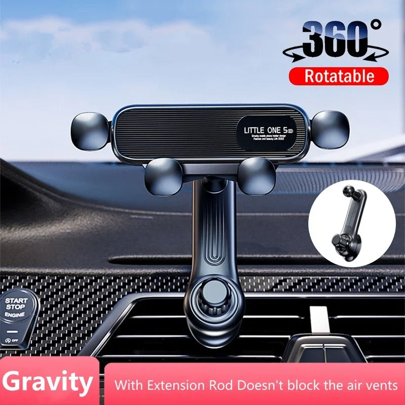 Rotatable Car Phone Holder Multi-Purpose Navigation Vehicle Support Frame Air Outlet Gravity Extend Bracket