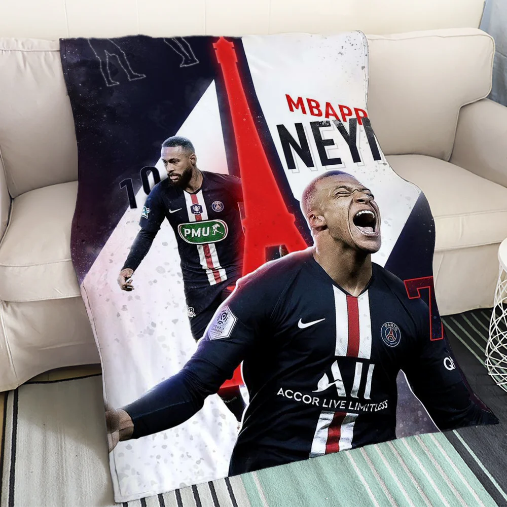 Hairy Blankets for Bed Blankets & Throw Mbappe Fleece Blanket for Sofa Decoration Fluffy Plaid Nap Blanket King Size Cobija Knee