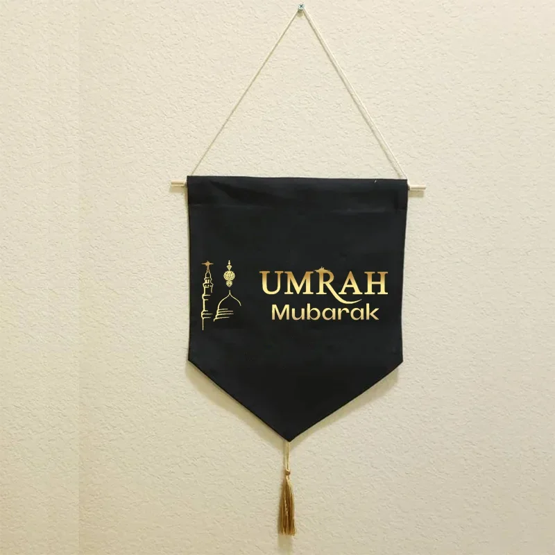 umrah hajj mubarak banner Muslim Islamic Ramadan Kareem eid wall door hanging home decoration backdrop keepsake celebration gift