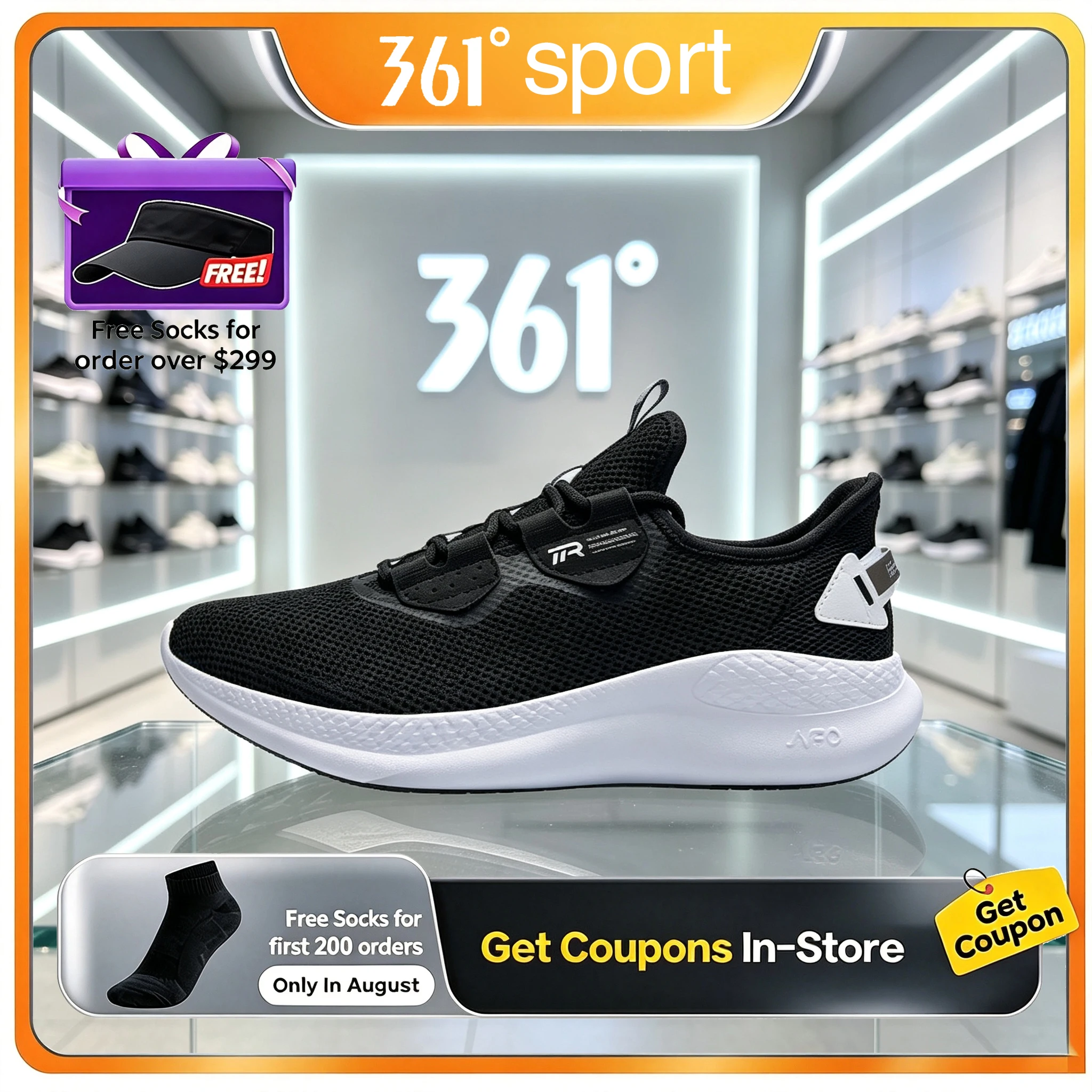 361 Degrees Men Winter Water Repellent Running Shoes Shock Absorb Daily Commuter Athletic Sneakers