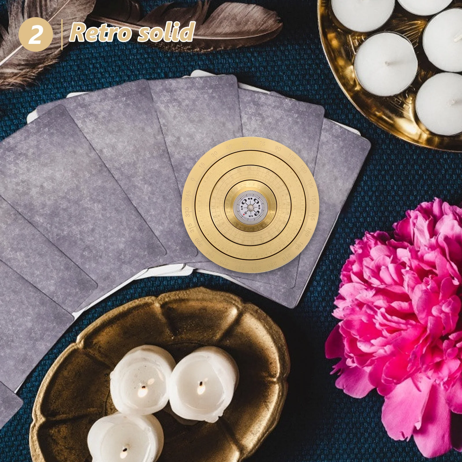 

Portable Feng Shui Decor Mini Copper Traditional Bagua Compass Spinning Chinese Ancient Luo Pan Handheld Compass Good Luck Charm