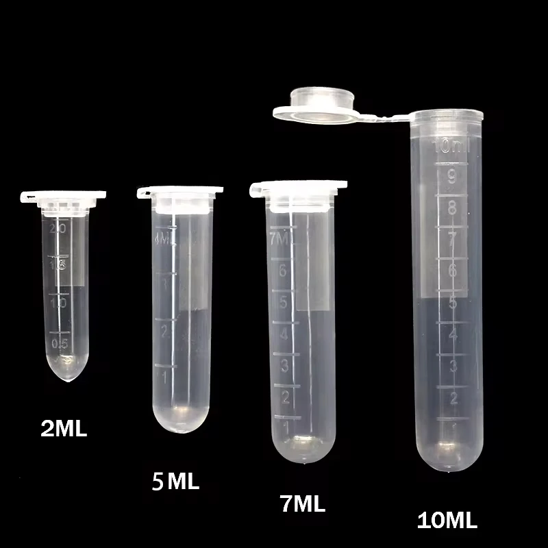 

100PCS 2ML/5ML/10ML Laboratory Supplies Sample Transparent Micro Plastic Centrifuge Tube Test Tube Clip Laboratory Container Lid