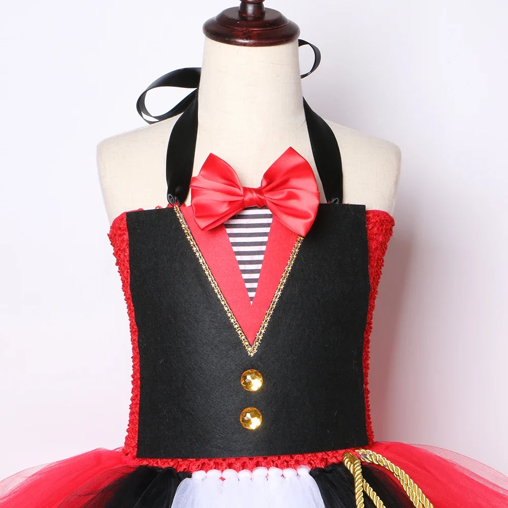 Ringmaster Circus Lion Tamer Costume for Girls Fancy Tulle Tutu Dress Kids Halloween Carnival Party Performance Dress Up Clothes