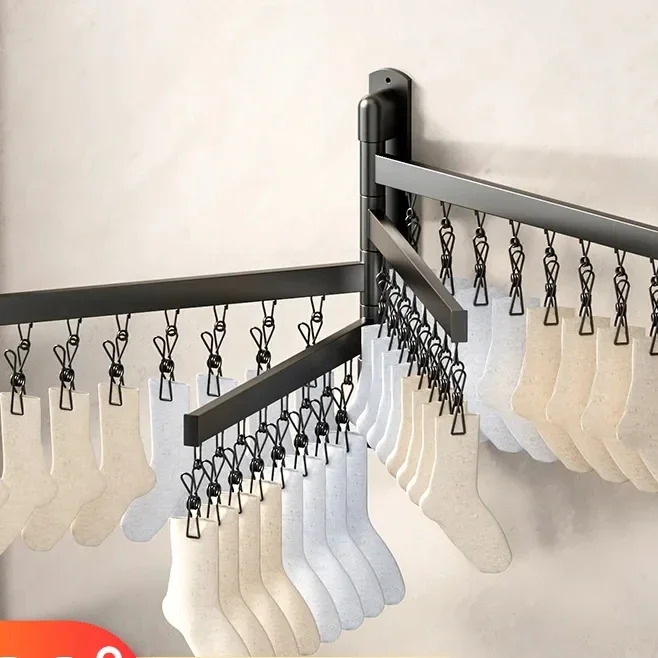 

Multi-clip home wall mounted drying socks artifact drying rack balcony windproof