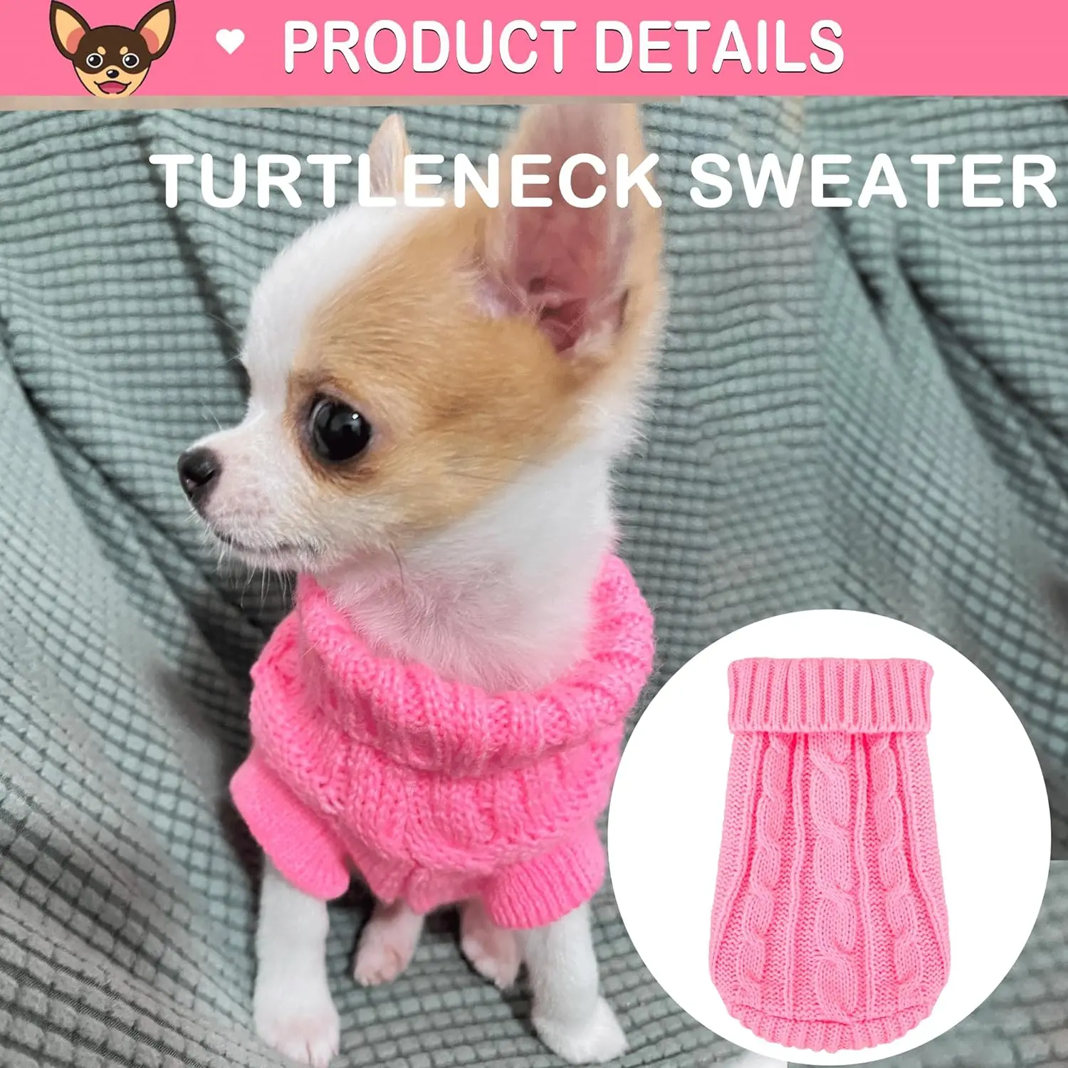 XXXS XXS XS Teacup Chihuahua Dog Sweater Warm Knitted Clothes Apparel Puppy Cat Coat