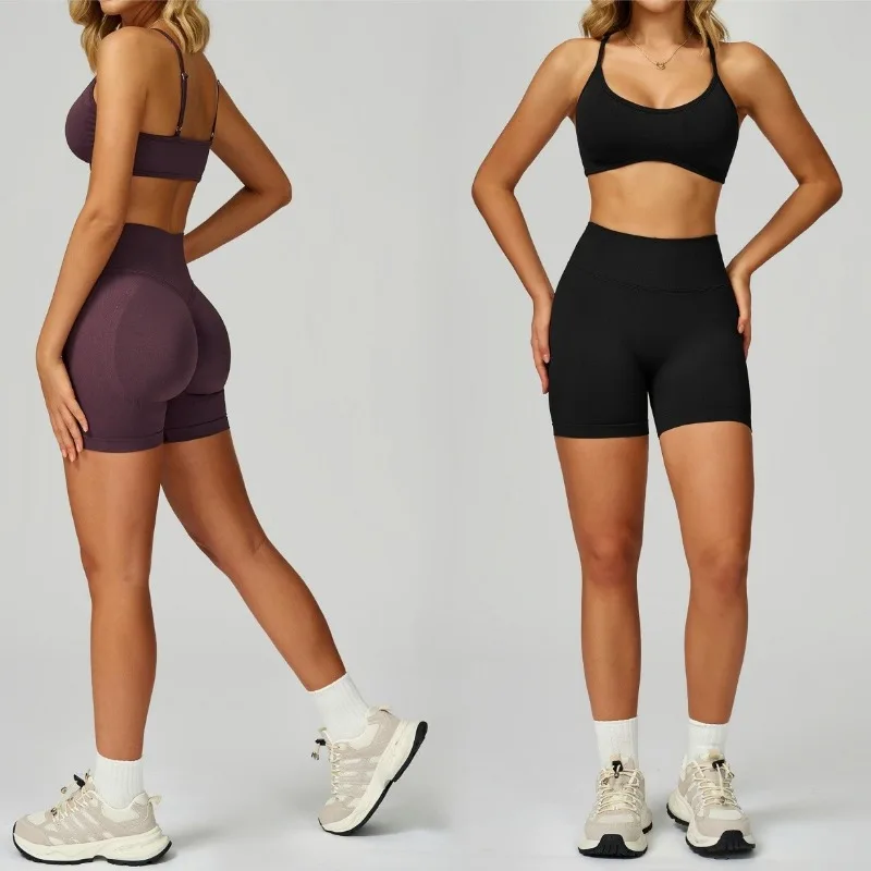 

Women's Seamless Color Yoga Set High Waist Slim Fit Back Refreshing Fitness Set Outdoor Running and Leisure Fitness Set