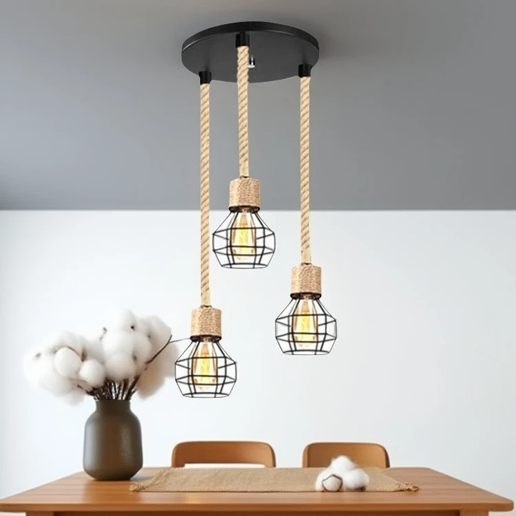 

Iron Pendant lamp Retro Chandelier Ceiling Light Black 1/3-Light Modern Farmhouse Rustic for Living Room Dining Kitchen Lighting
