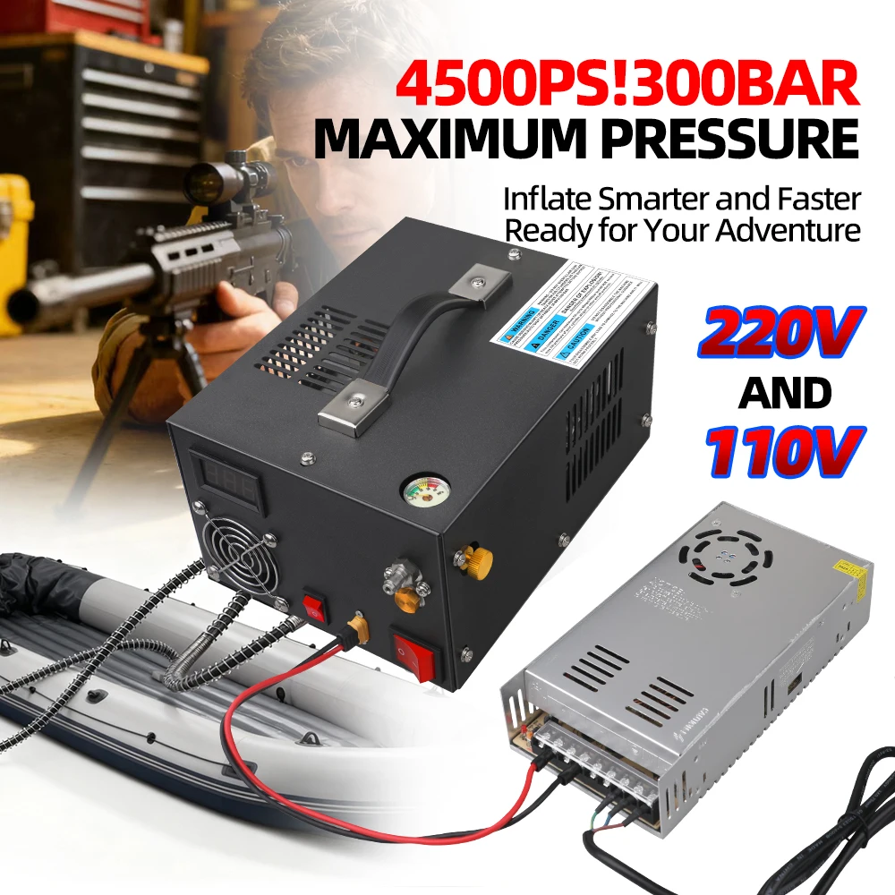 300Bar 4500psi 12v Pcp ضاغط 110 220V محول 30MPA 4500psi ارتفاع ضغط مضخة هوائي Airgun بندقية نافخة