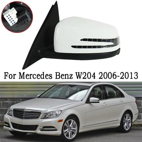 Imagen 1 del producto Conjunto de espejo de puerta lateral para Mercedes Benz Clase C W204 C63 C200 C180 2006-2013, lámpara de señal de giro plegable eléctrica para coche