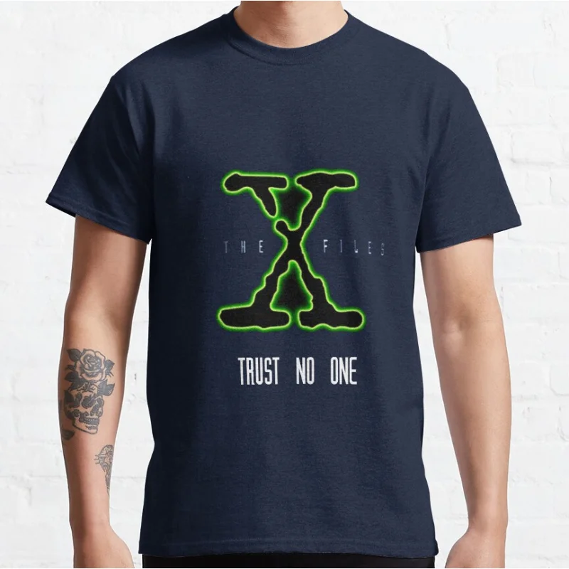 80s خمر الغريبة الخيال العلمي المسلسلات التلفزيونية The X Files Trust No One توهج الجرافيك تي شيرت كبير الحجم الكبار S-6XL