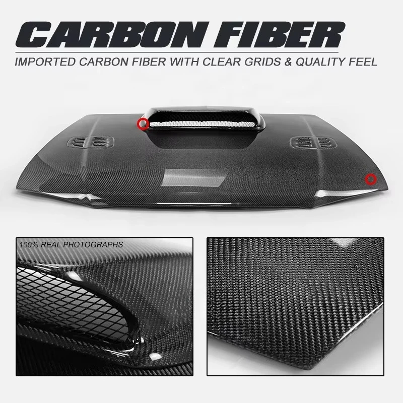 New for Impreza GC 1999 WRX Hood with Clips Bolt-On Installation Black Carbon Fiber OE Type