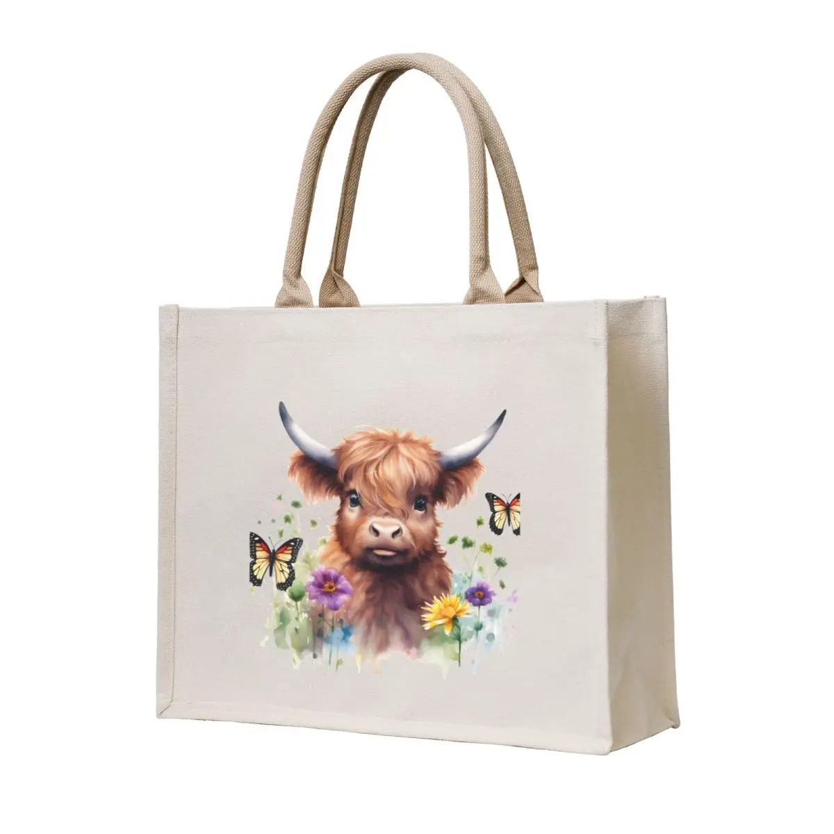 

Long Haired Highland Baby Cow Tote Bag Big bag tote bag custom eco folding Women's beach bags