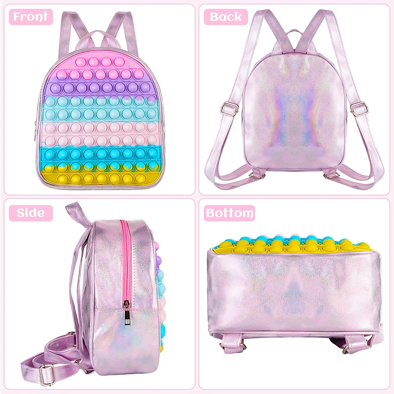 Pop Bubbles Backpack for Children Girls Bag Antistress Toys for Kids Student Simple Dimple Crossbody Bags Push Bubble School Bag