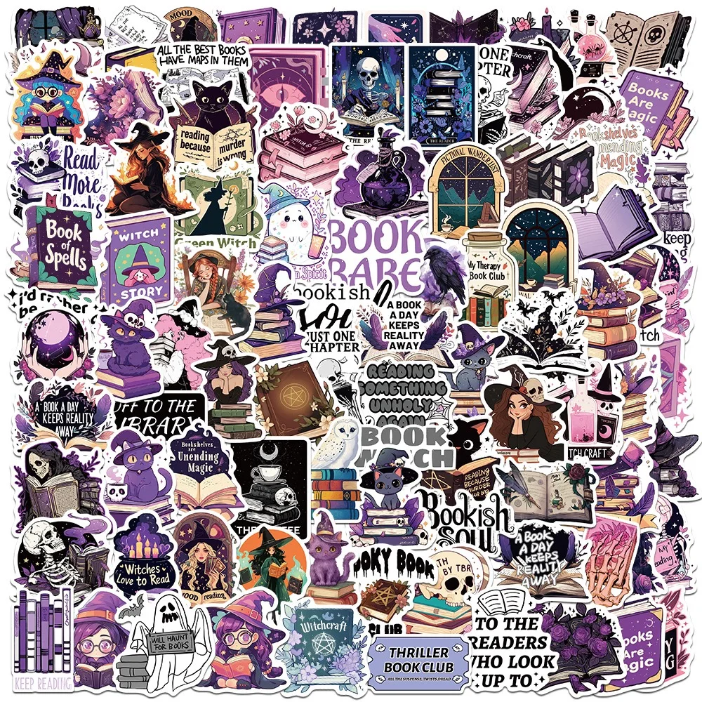 50/100 pièces violet gothique sorcière livres autocollants Kindle Dark Romance lecture livre décalcomanies filles Scrapbook journal téléphone voiture autocollant
