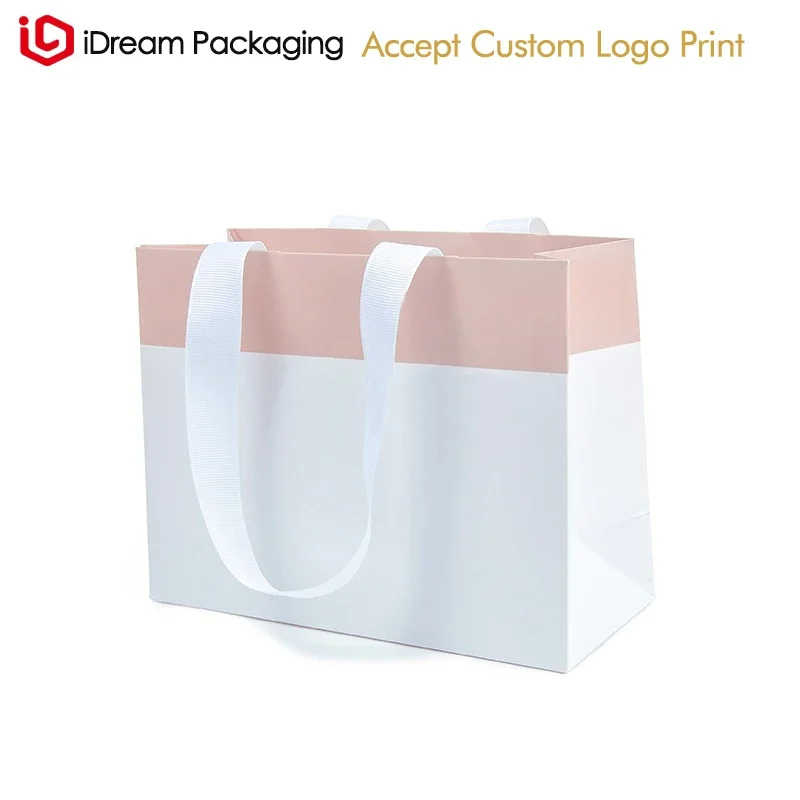 Jewelry mixture color design paper bag white ribbon handle lifting rope