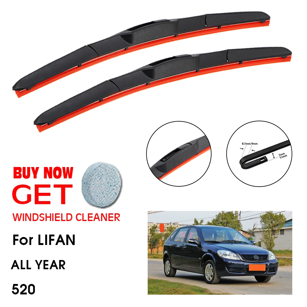 

Car Wiper Blade For LIFAN 520 24"+16" All year Front Window Washer Windscreen Windshield Silica Gel Wiper Blades Accessorie