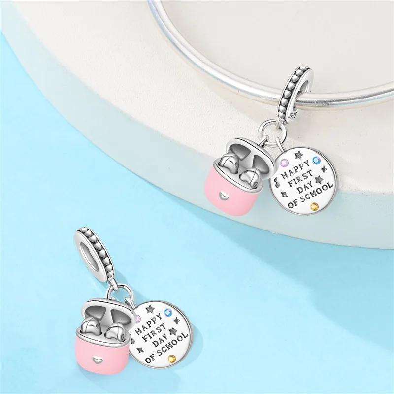 925 Sterling Silver Music Dangle Charms CZ Zircon  Accordion Guitar Charms Beads Women DIY Bracelet Concert Daily Jewelry Gift view 6
