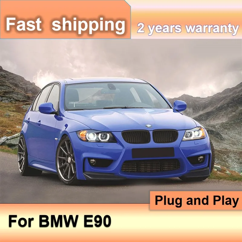 Car Accessories for BMW E90 Headlamp 318i 320i 325i Headlight LED E90 Front Light Angel Eyes for 318 320 325 Bi Xenon Lens HID