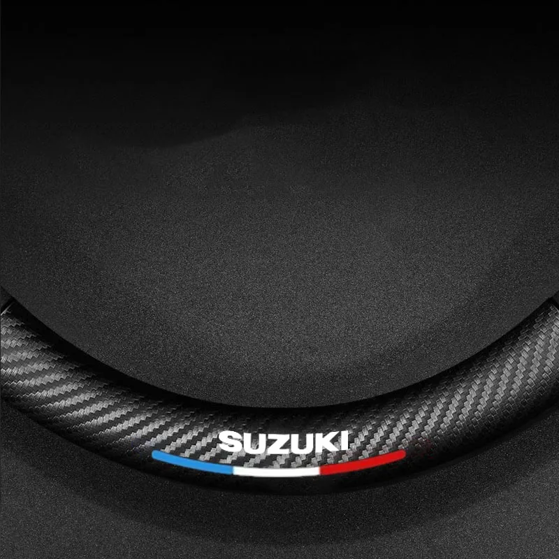 DIY Karbon Fiber Deri Araba direksiyon Kapakları Lüks Araba direksiyon simidi kapağı Suzuki S-Cross SX4 Swift XL-7 Aksesuarla