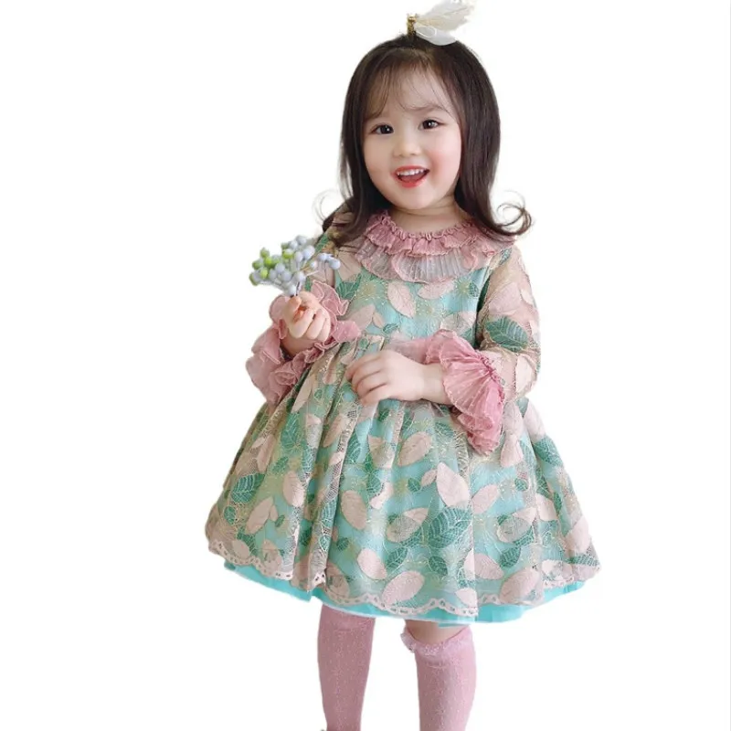 Spanish Girl Poncho Lace Dress Lolita Baby Princess Court Baby Dress Flower Girl Dresses Kids Dresses for Girls Birthday Dress