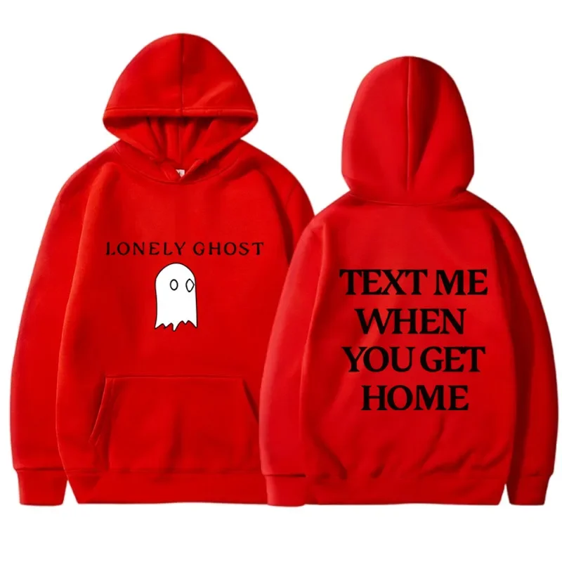 New TEXT ME WHEN YOU GET HOME Print casual sportswear comfortable printed loose top pullover men's hooded sweatshirt streetwear