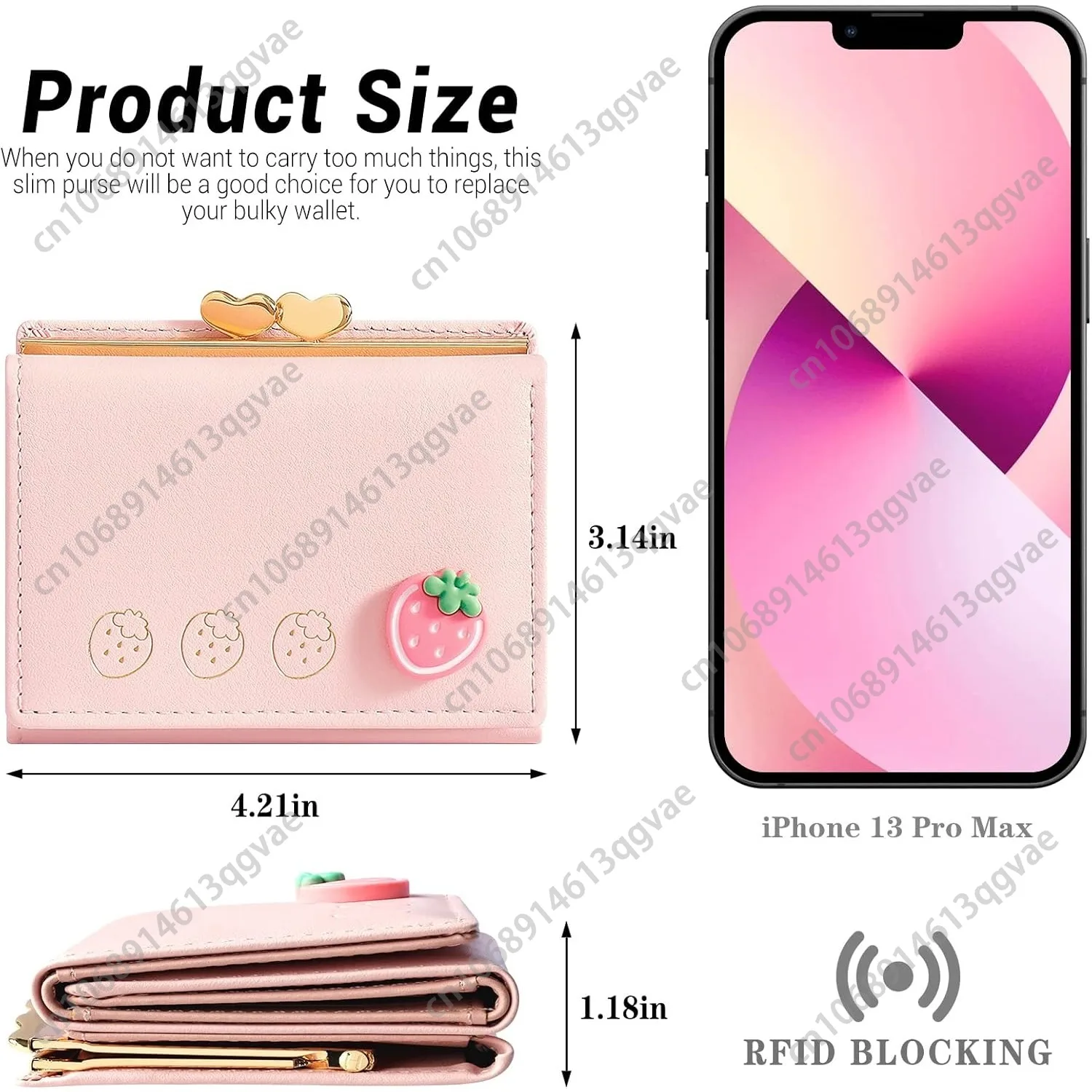 YINHEXI Wallet Card Holder, Small Bifold RFID Blocking Purse, Cute Small Leather Pocket Wallet for Women, Girls, Ladies (Baby Pi