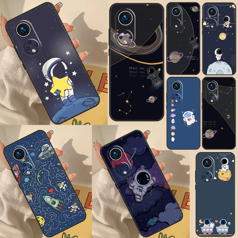 Astronaut Spaceship Fundas For Huawei P40 Lite P20 P30 P50 Pro P Smart 2021 Nova 9 5T Honor 50 8X 9X 10i Case